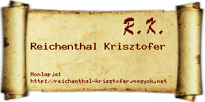 Reichenthal Krisztofer névjegykártya